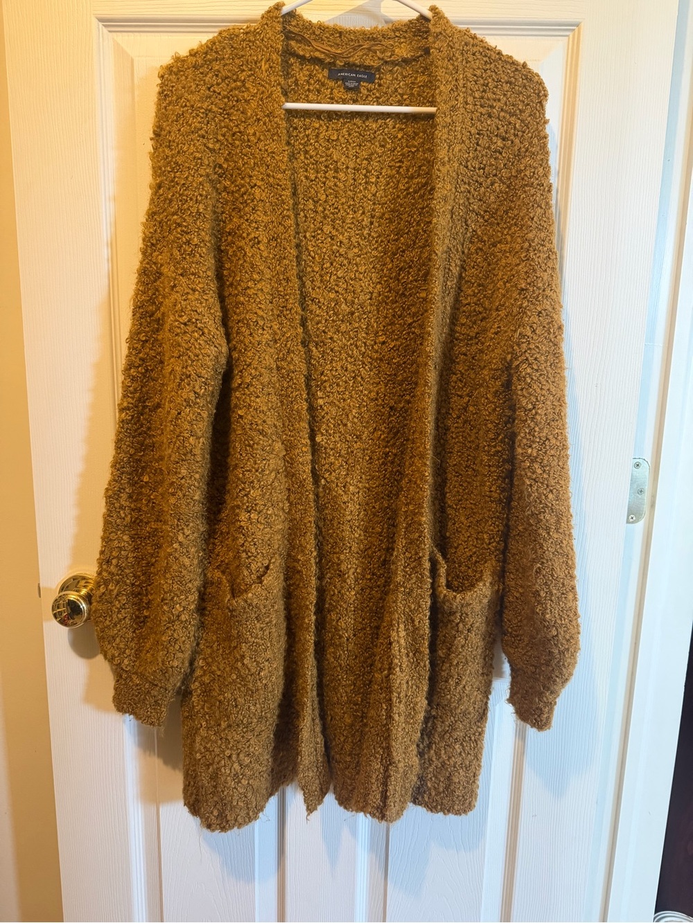 American Eagle Outfitters Plush Open-Front Cardigan - Camel Brown